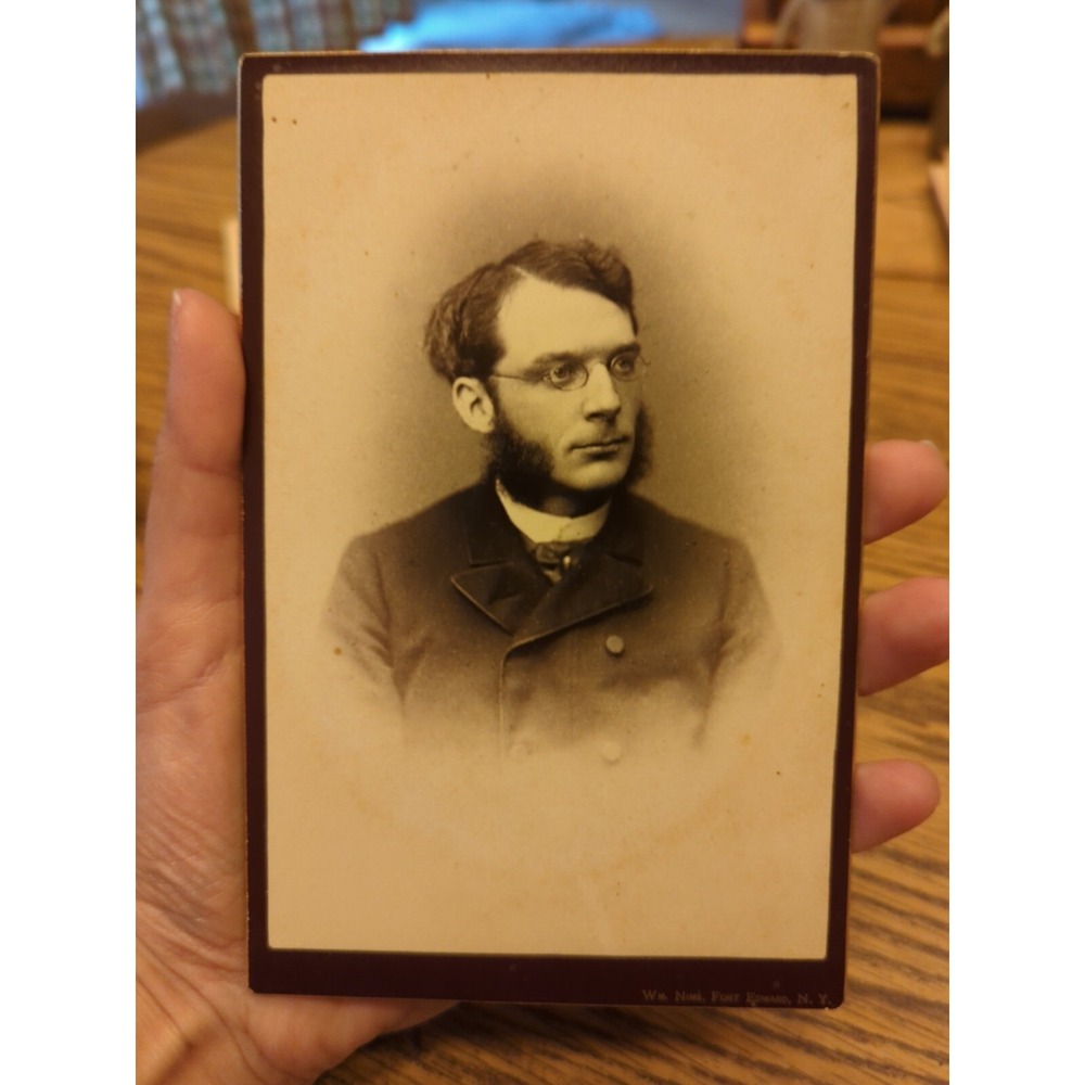 Antique Cabinet Card Man Gentleman Photo Victorian Portrait Fort Edward New York